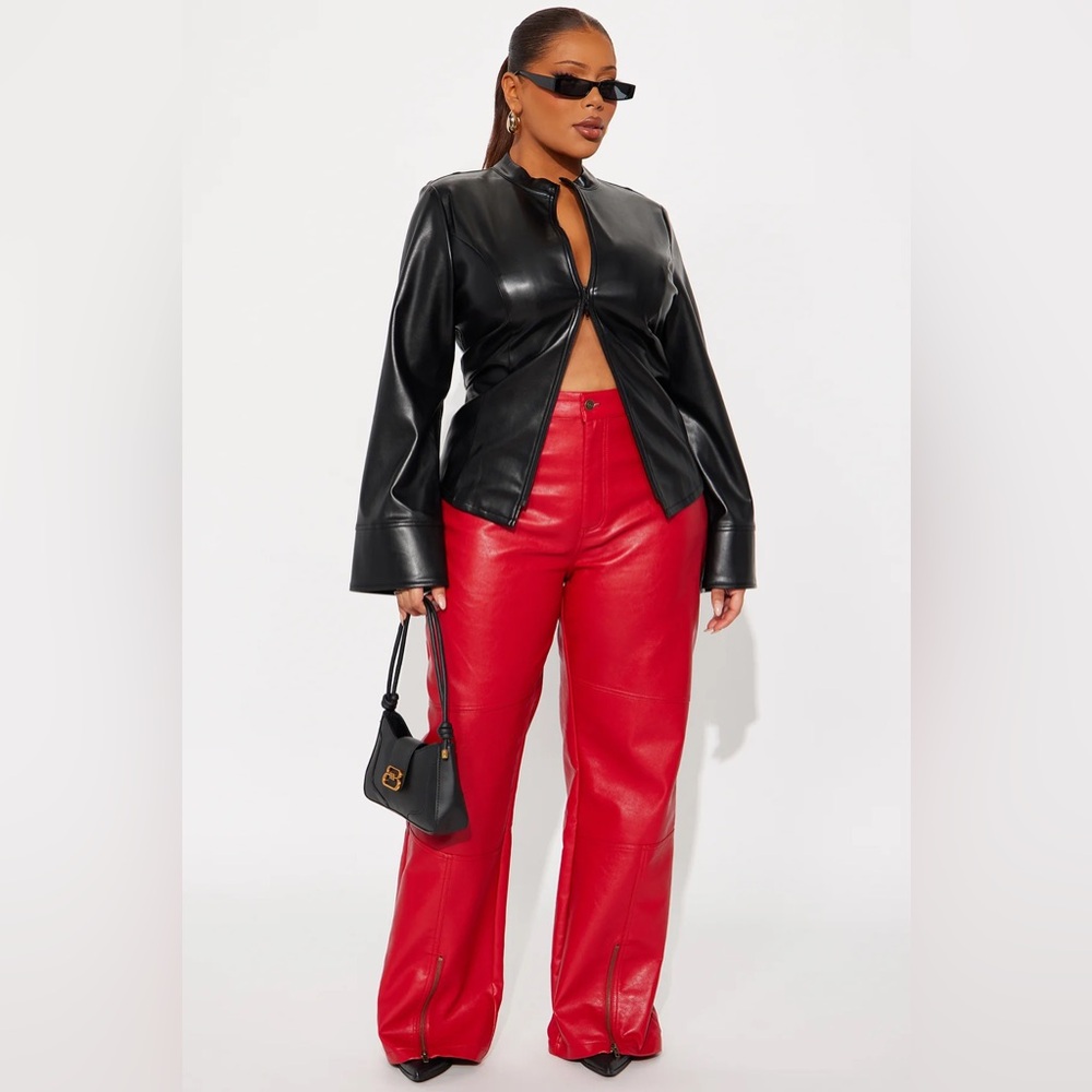 Size XL Red Faux Leather Pants - Picture 2 of 6